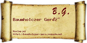 Baumholczer Gerő névjegykártya